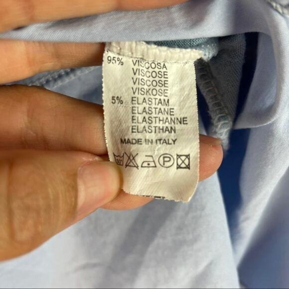 La Garconne‎ Moderne Tiered Ruffle Off-The-Shoulder Blouse Light Blue Layered - Picture 4 of 7